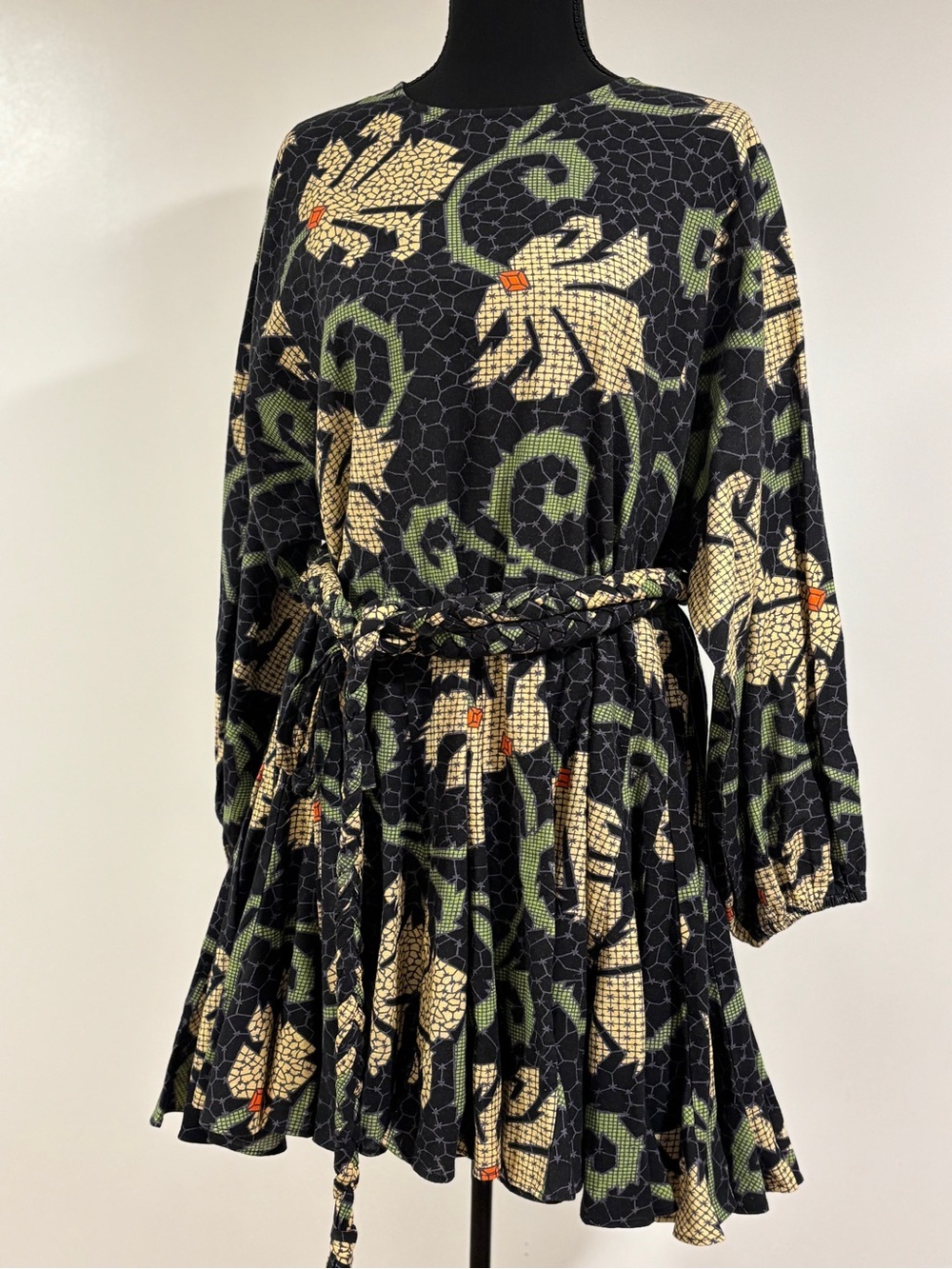 RHODE Ella Mini Dress Floral flowy ruffled relaxed Scandi girl all natural sz S - Picture 3 of 6